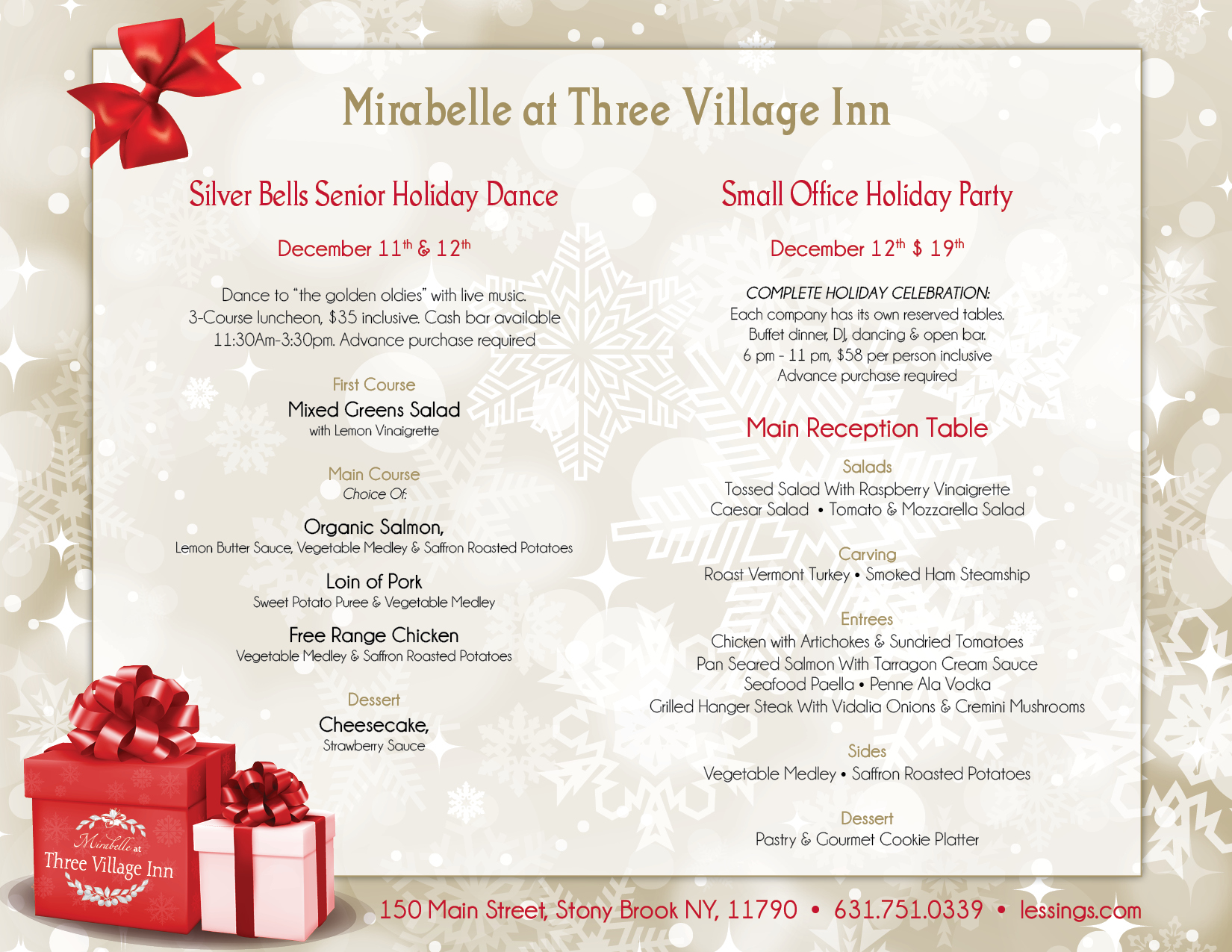 lessings november newsletter office party menu