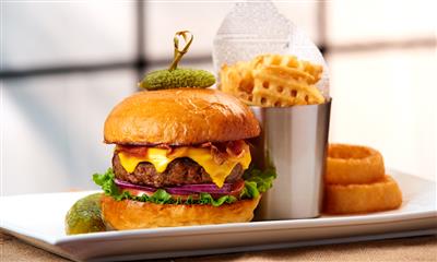 View Photo #22 - Hamburgers with french fries and onion rings